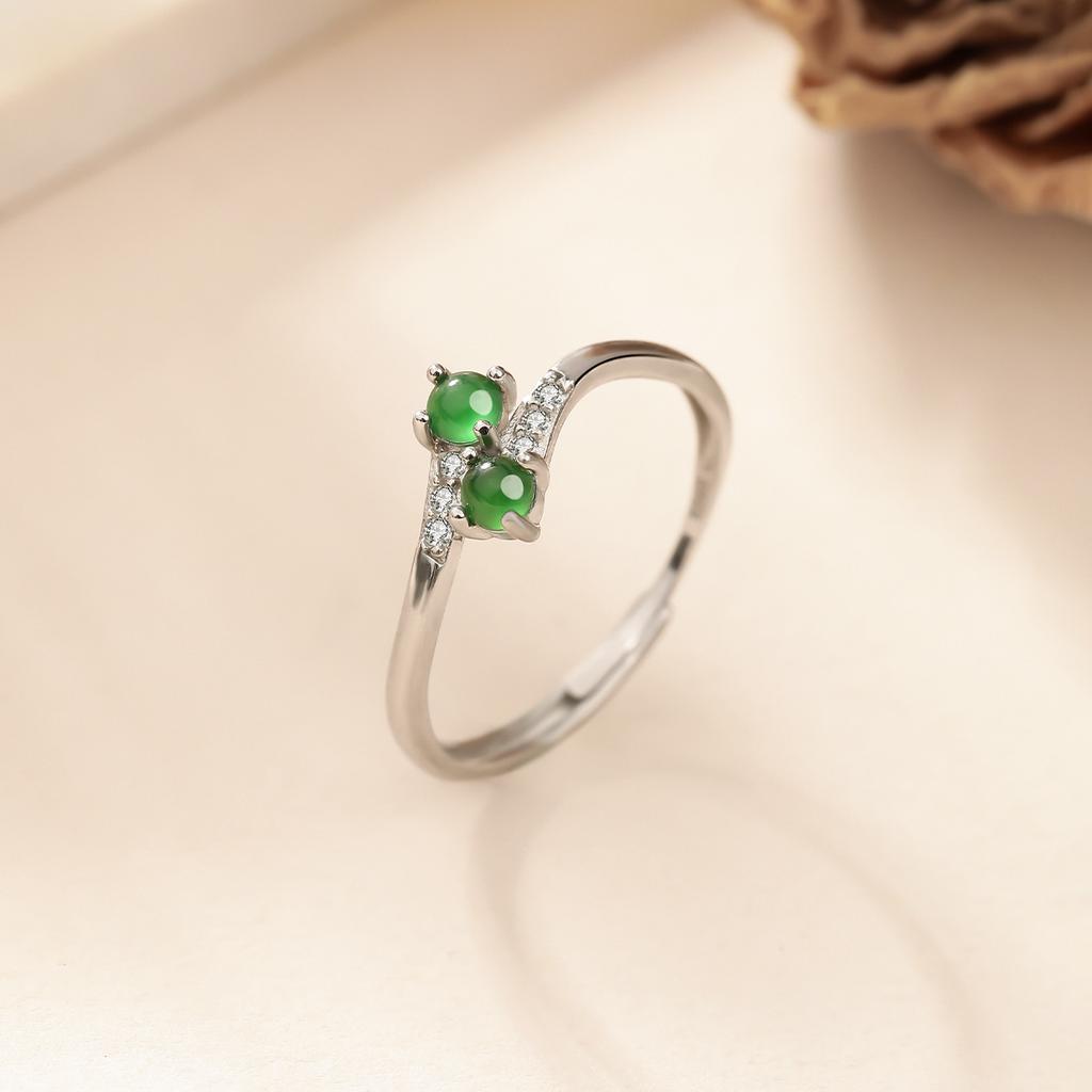 Anello giada naturale materiale pericoloso anello design vivo intarsiato argento sterling s925 anello verde semplice e semplice gioiello quotidiano regalo