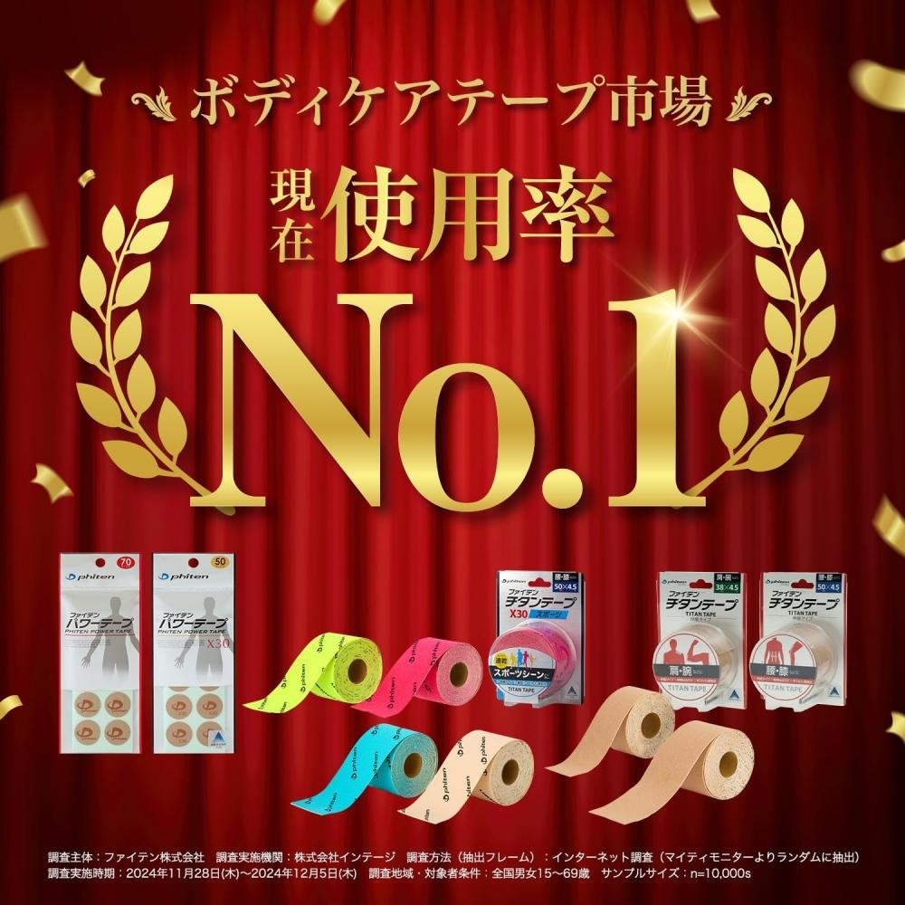 Phiten Titanium Tape Stretch Type 5.0cm 3.8cm 4.5m Neck Pain Shoulder Pain Back