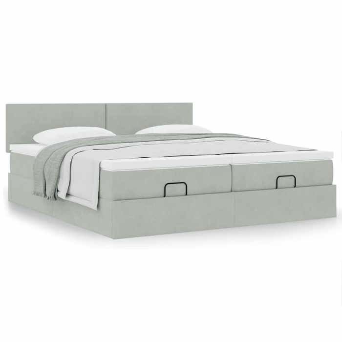 Maison Exclusive - Cadre de lit ottoman avec matelas gris clair 200x200 cm velours
