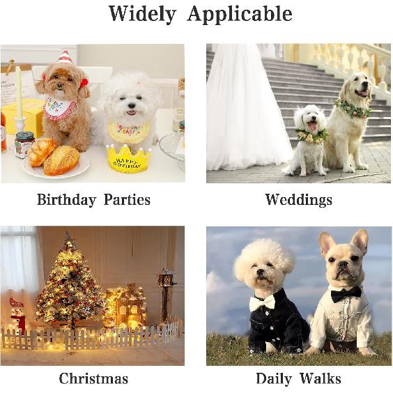 Dog Tuxedo Suit, Formal Pet Shirt Costume Wedding Attire with Black Bow Tie, Pet Outfit Apparel for Small Dogs Cats (Black, Large)