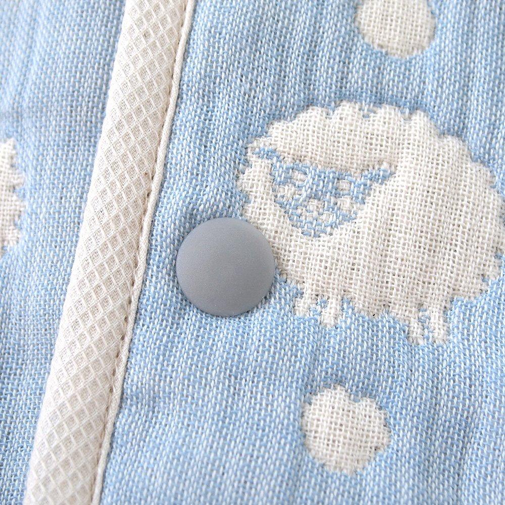 10mois Hoppetta Fluffy Gaze Baby för Nyfödda till Åldrar Blå (6-lagers gasväv) Tvåvägs pyjamas, 100% bomull, 3,