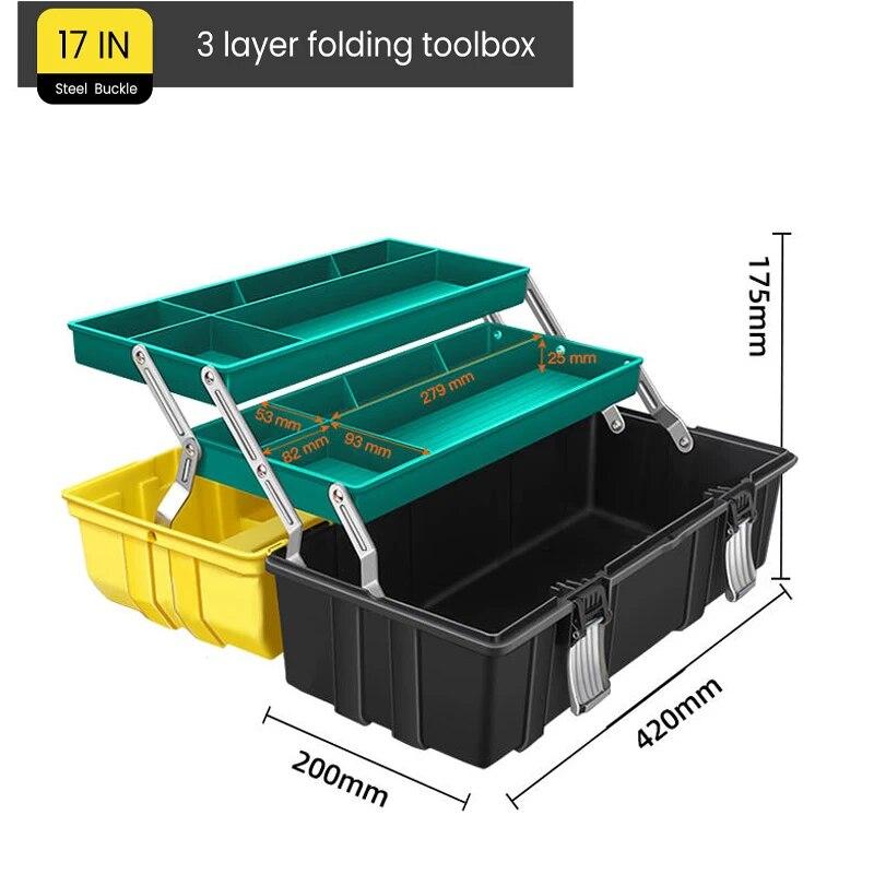 Hardware Toolbox Set Plastic Thick Combination Suitcase, Electrician Carpenter Electric Drill Storage Box
