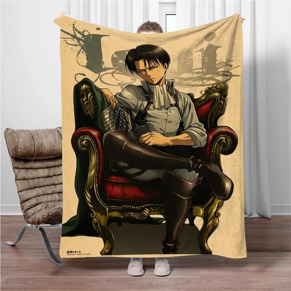 Vintage Japanese Anime Attack-on-Titan Flannel Blanket Soft Warm Throw Nap Blanket For Sofa Office Bed Office Camping Travelling