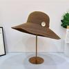 Hat Women's Spring and Summer New Black Straw Hat Front Long Back Short Face Small Sunscreen Sun Hat Sun Hat