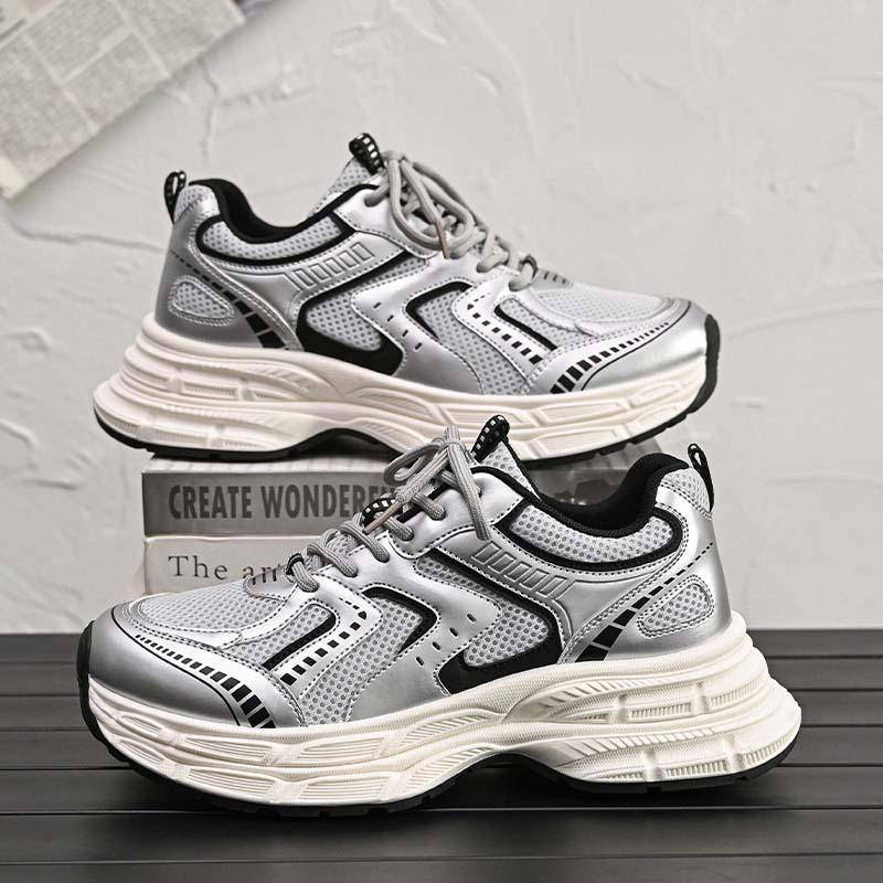 Shoes Men's Popular Silver Dad Shoes Men's 2025 New Mesh Breathable Spring Platform Sports and Leisure Men's Shoes