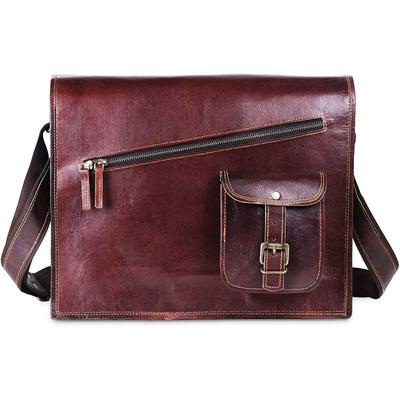 Handmade Genuine Brown Leather Messenger Shoulder Bag Laptop Briefcase Satchel