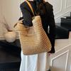 Women Top-Handle Bags Straw Summer Beach Straw Bucket Bag Woven Tote Purse Casual Travel Handbags for Women