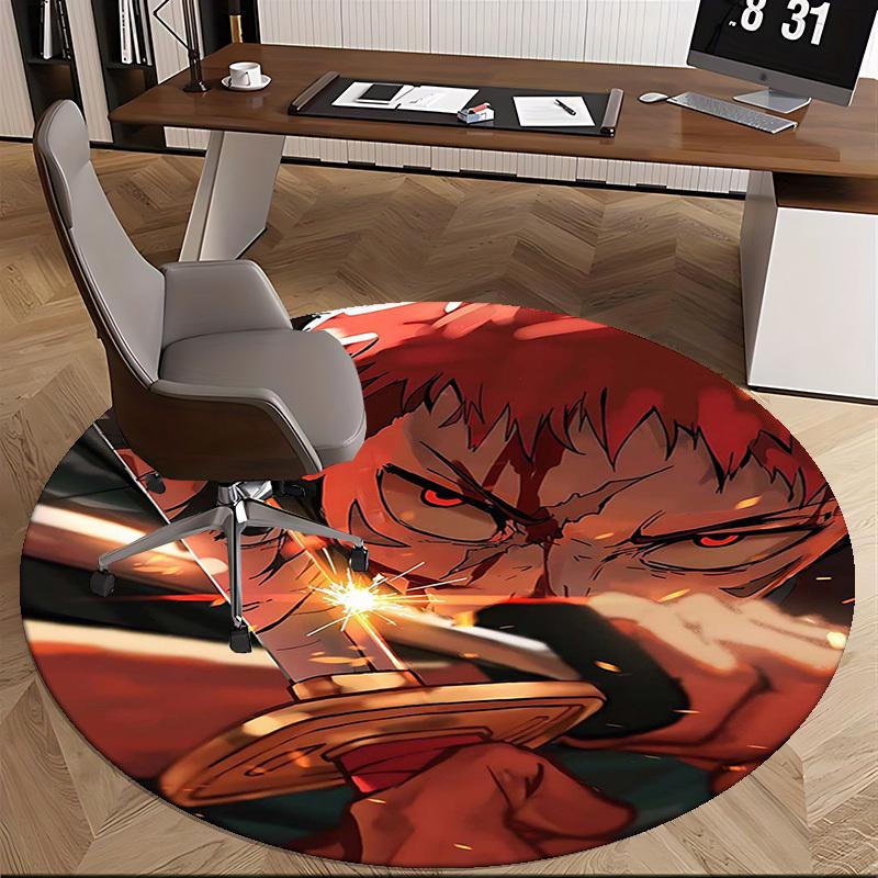 1pc Jujutsu Kaisen Satoru Gojo Anime Cartoon Design Round Carpet for Office Chair Mat, Non-Slip Rug Suitable for Home Decor, Living Room, Bedroom