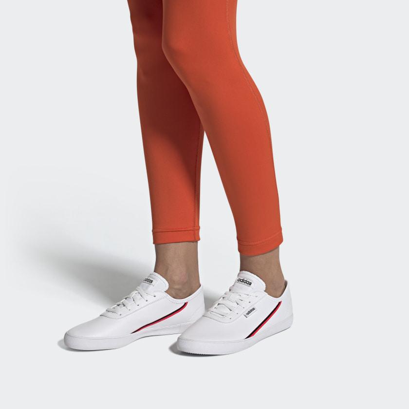 Adidas Neo Courtflash X Low Top Skate Shoes Women Sneakers White Red EH2531