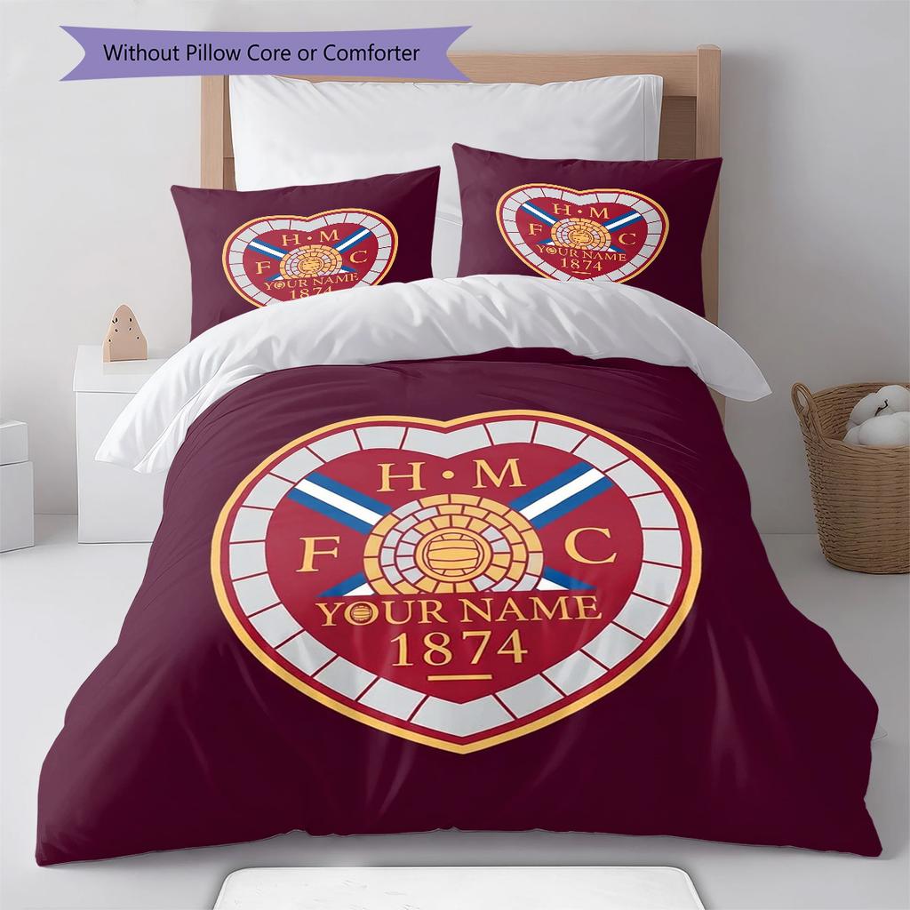 Set Piumone Biancheria da Letto con Motivo a Cuore e Calcio Nome Personalizzato Copripiumone Federe Regalo di Compleanno per la Casa(1 * copripiumino + 2 * federa, senza nucleo)