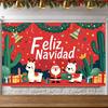 Holiday Party Banner Alpaca Design Christmas Backdrop Navidad Decor Banner Holiday Garland Christmas Banner For Holiday Event
