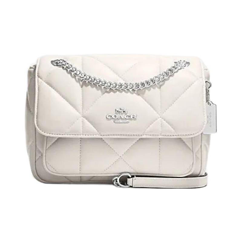 

COACH crossbody bag Klare 25 Solid Diamond Quilted Logo Logo Flap Multi-Function Pocket Buckle Closure Sheepskin and Calfskin Cloud Shoulder Medium білий
