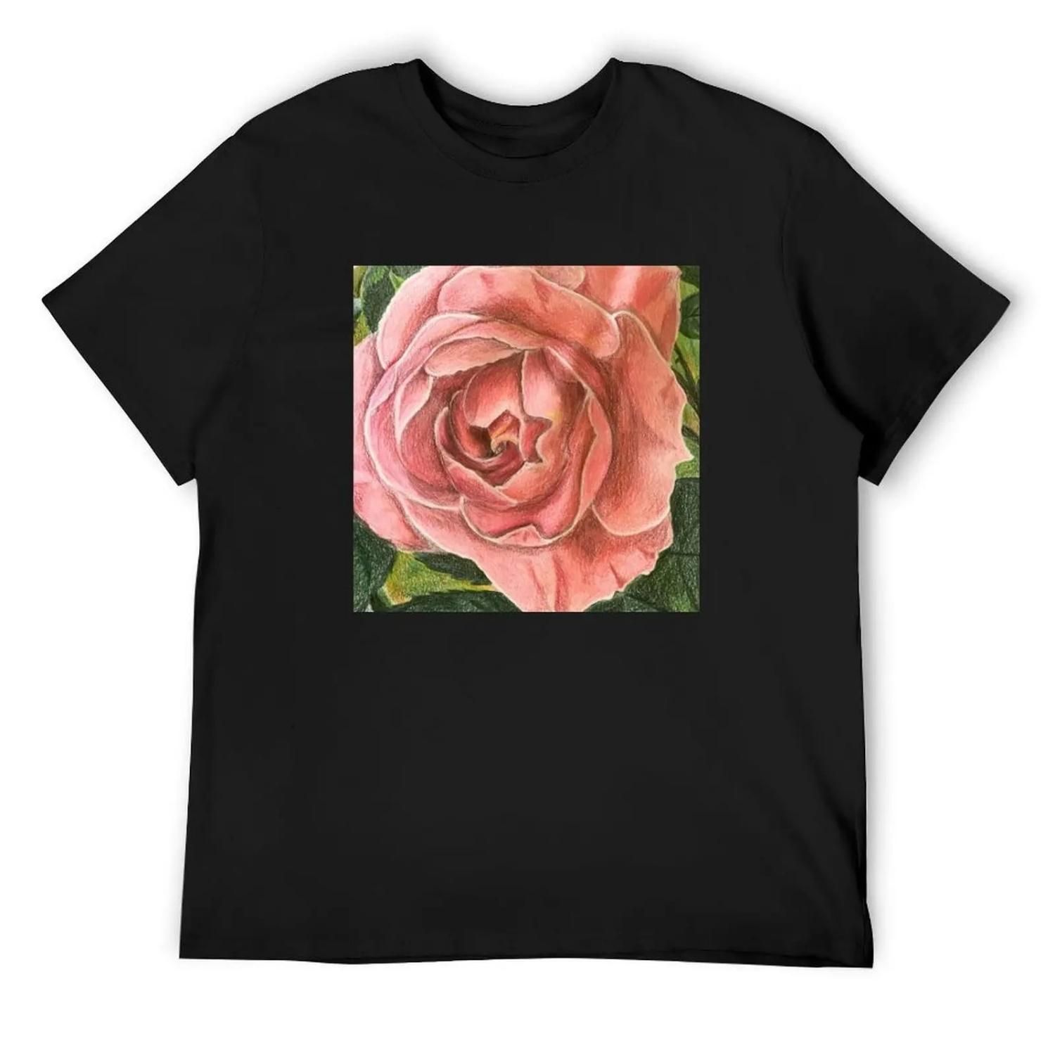 

Country Garden Rose Hand drawn T-Shirt valentines boutique clothes funny costumes shirts graphic tee mens designer t shirt XXXXXL чорний