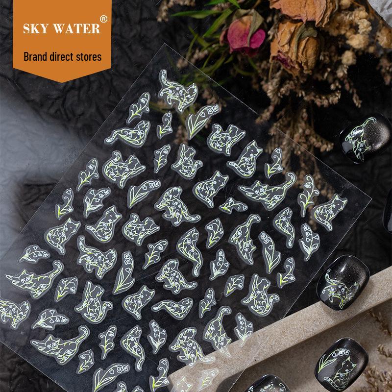 SKY 3D Cute Cat & Floral Graffiti Nail Art Stickers for DIY Decoration