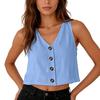 Women's Fashionable Oversized V-Neck Button-Up Tank Top Shirt Casual Blouse