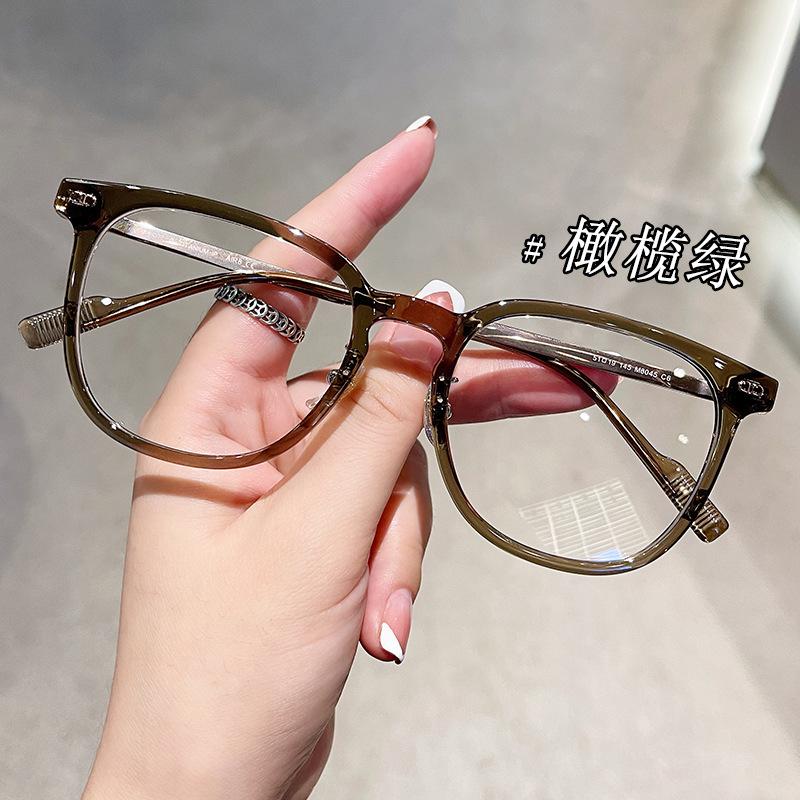 Cold Brown Glasses Frame Plain Artifact Big Face Thin Face Small Square Glasses Men And Women Can Be Matched With Degree Myopia