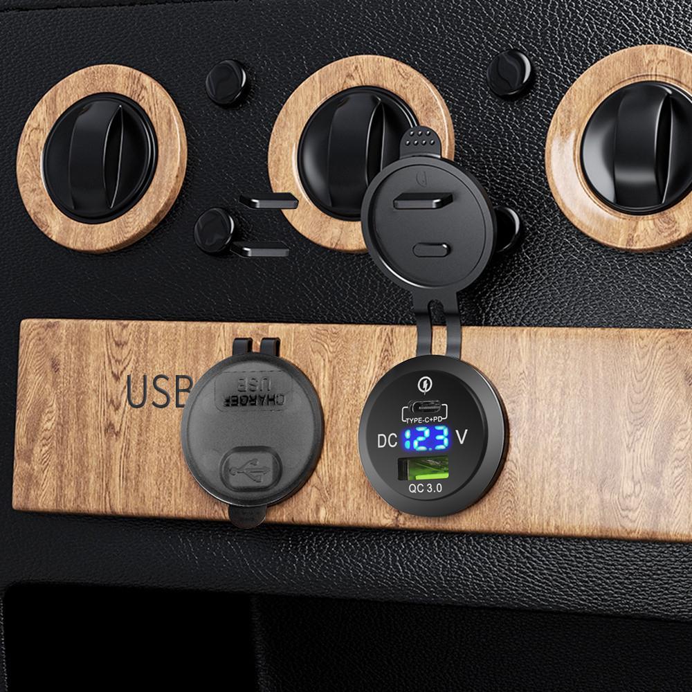 Usb Charger Socket Power Outlet Adapter Pd Type C Qc 3.0 Waterproof Dual Usb Ports Fast Charge For Car Boat Suv Sedan Rv