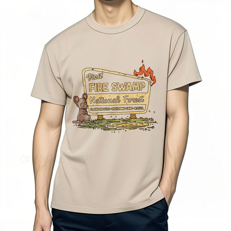 Daily Wear Summer Men Tshirt Visit Fire Swamp National Forest Sign With Mouse Short Sleeve Adult ONeck Top Tees