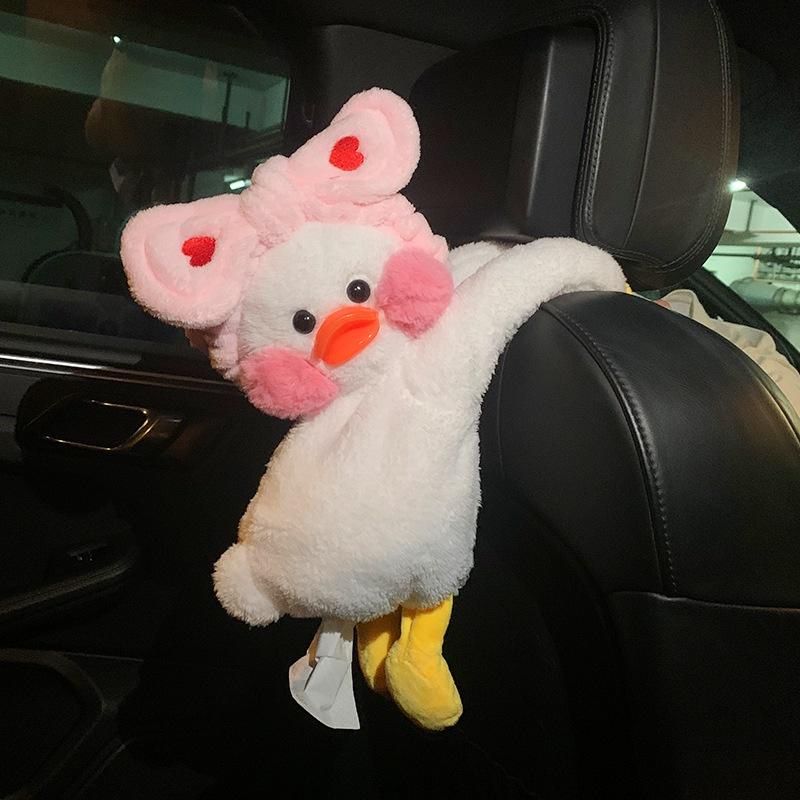 Creative And Adorable Car Paper Towel Holder Plush Material Approx. 48*19cm Green Flower Duck