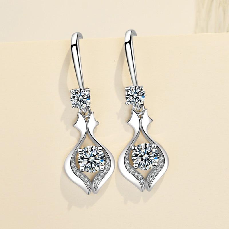 Huitan White/Pink/Blue CZ Dangle Earrings for Women Chic Engagement Wedding Party Ear Accessories Elegant Ladies Fashion Jewelry