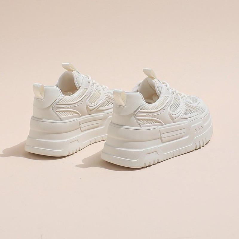 Platform Womens Shoes 2025 Summer New Heightening Mesh Breathable Casual Shoes Fashionable Thick Soled Sneakers