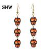Retro Statement Earrings 1 Pair Acrylic Halloween for Women, Triple Skulls Drop Dangle Cool Alloy Ear Hooks Earrings, Gothic Jewelry Gifts Holiday
