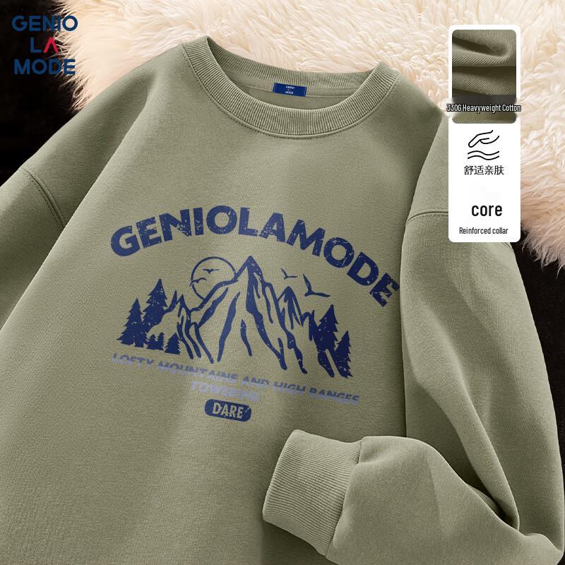 

GENIOLAMODE Men s Letter Print Crew Neck Sweatshirt L