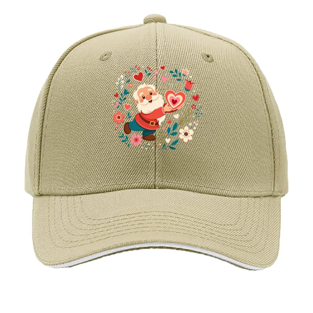 Whimsical Valentine Gnome Bloom Hear Sandwich Baseball Cap Sun Cap Outdoor Workouts Hat