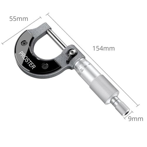 Proster Digital Micrometer, 0-25mm, 0.01mm, Outside Micrometer, Microgauge, Thickness Measuring Instrument, with Case