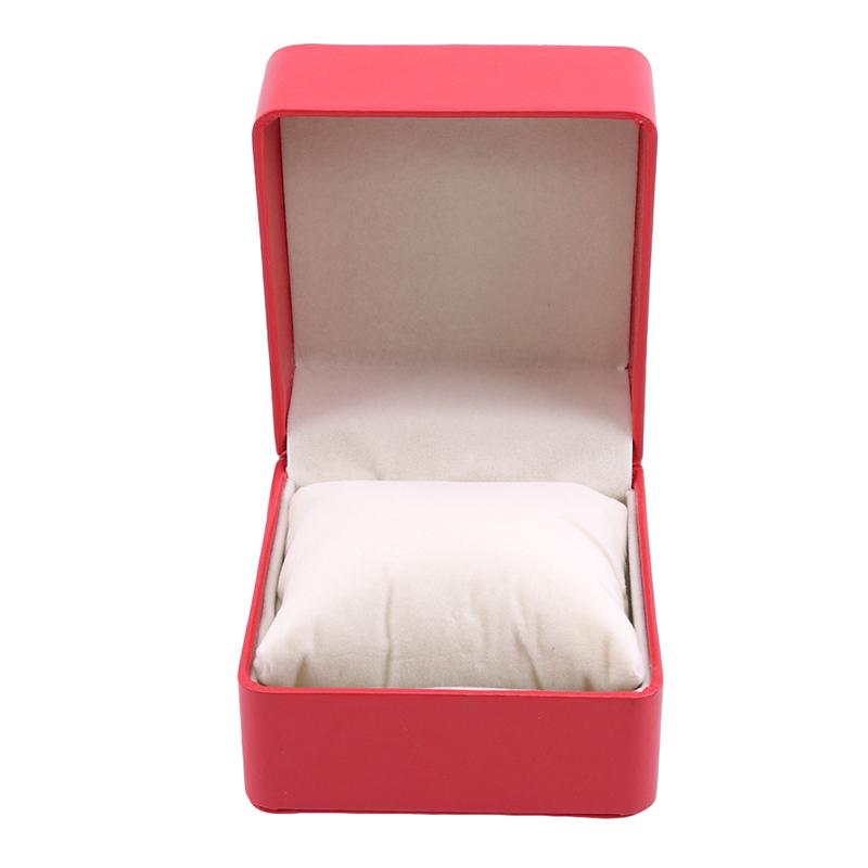 Fashion Watch Box Faux Leather Square Jewelry Watch Case Display Gift Box with Pillow Cushion