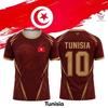 Nueva Camiseta de Fútbol con Estampado de Bandera de Túnez para Hombre, Deportiva, de Secado Rápido y Transpirable, Uniforme de Entrenamiento de Fútbol, Tops Casuales Unisex
