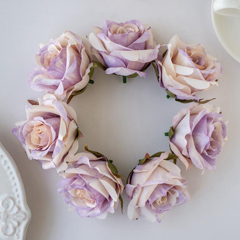 10PCS Artificial Flowers Wedding Garden Silk Rose for Home Decoration Accessories Party Christmas Wreath Headwear Wrist Flower