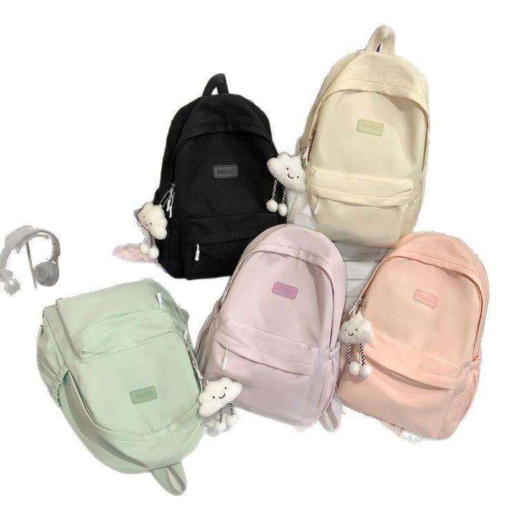 Schoolbag, forest style, multi-compartment ins, solid color, simple, dirt-resistant, versatile backpack, junior high, high school, college backpack