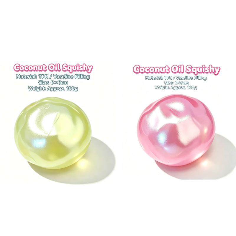 6cm Squishy Pearl Coconut Oil Squeeze Toy Shapeable Slow Rising Stress Relief Toy Vaseline Material Stress Ball Decompression Fidget Sensory Toy