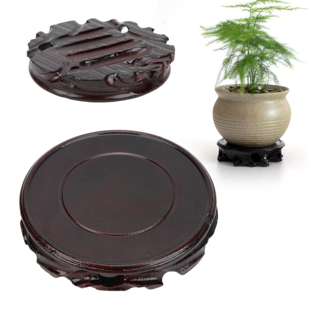 Carved Round Wooden Base Round Wooden Pedestal Base Oriental Display Stand Table Decoration