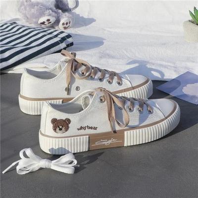 New Bear Embroidery High-top Canvas Shoes Women's All-match Sneakers Student Net Red Sneakers