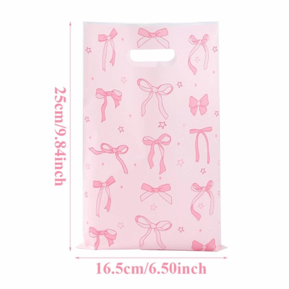 10/25/50pcs Sweet Bow Gift Packing Bag Thicken Pink Candy Cake Storage Bag Plastic Kawaii Baby Shower Gift Bag