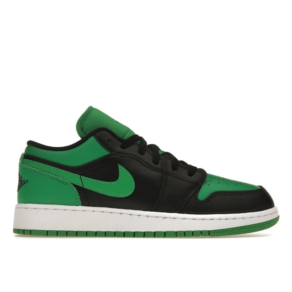 Air Jordan 1 Low GS Black Lucky Green Kids Sneakers White 553560-065