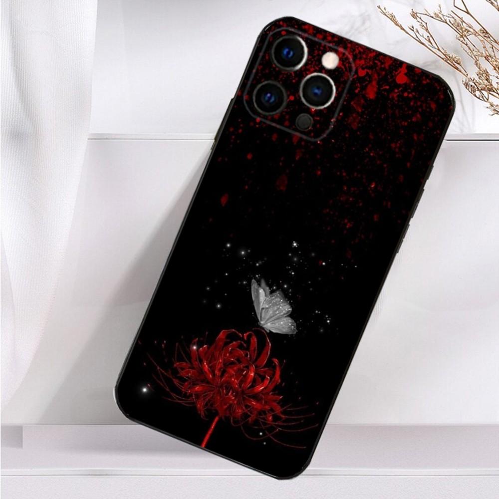 Rote Spinnenlilie Handyhülle Für iPhone 16,15,14,13,12,11 Plus,Pro Max,XS,X,XR,SE,Mini,8,7 Weiche Silikon Schwarze Hülle