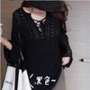 Women's V-neck Hollow Knitted Sweater Top Summer Thin Loose Sun Protection Clothes Flared Sleeves Top