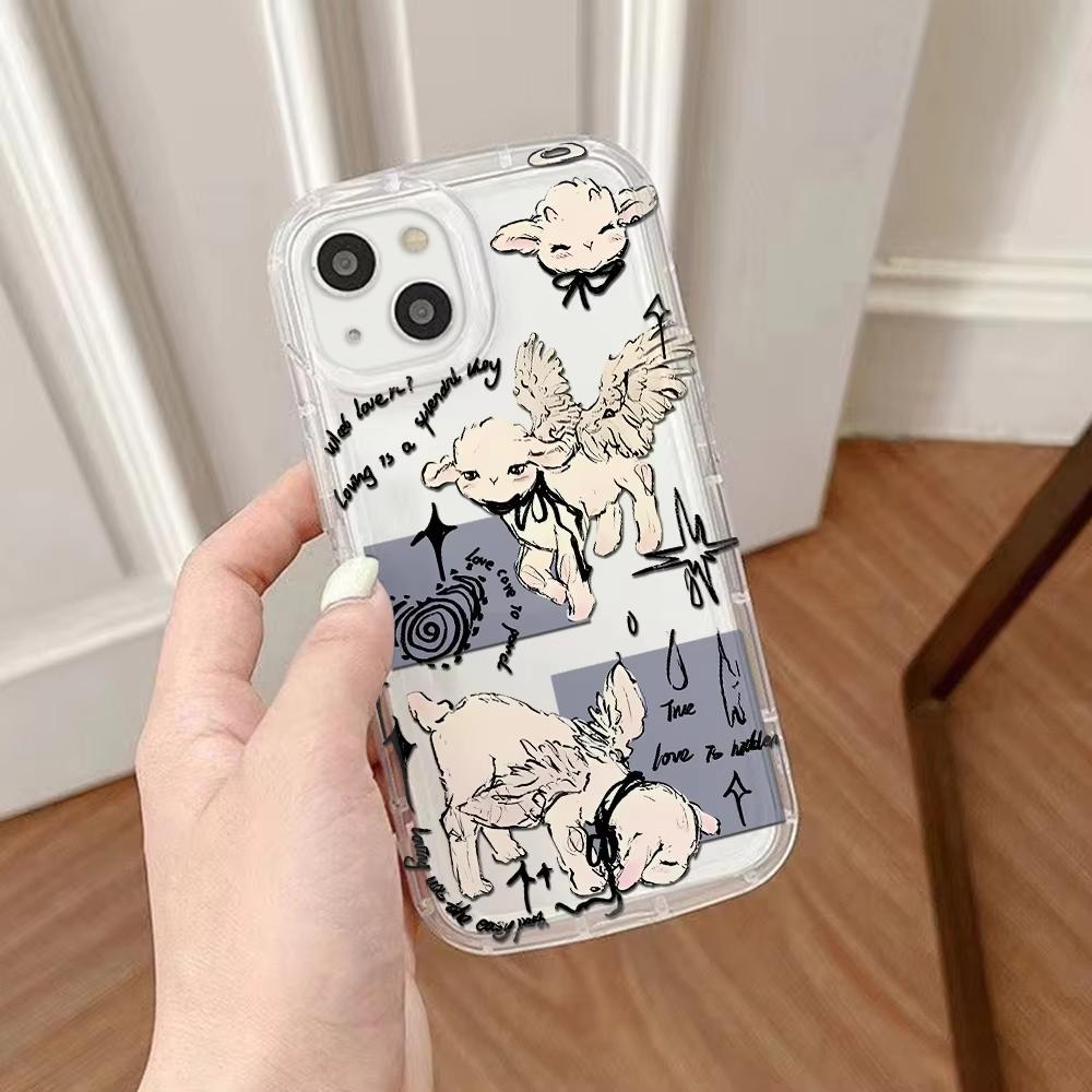 

Cute Little Lamb Sheep Phone Case For iPhone 16 e 15 14 13 12 11 Plus Mini Pro Max X XR XS SE Soft Shockproof Bumper iPhone 13 mini