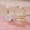 Female White Opal Water Drop Stone Hoop Earrings Vintage Fashion Gold Silver Color Wedding  For Women