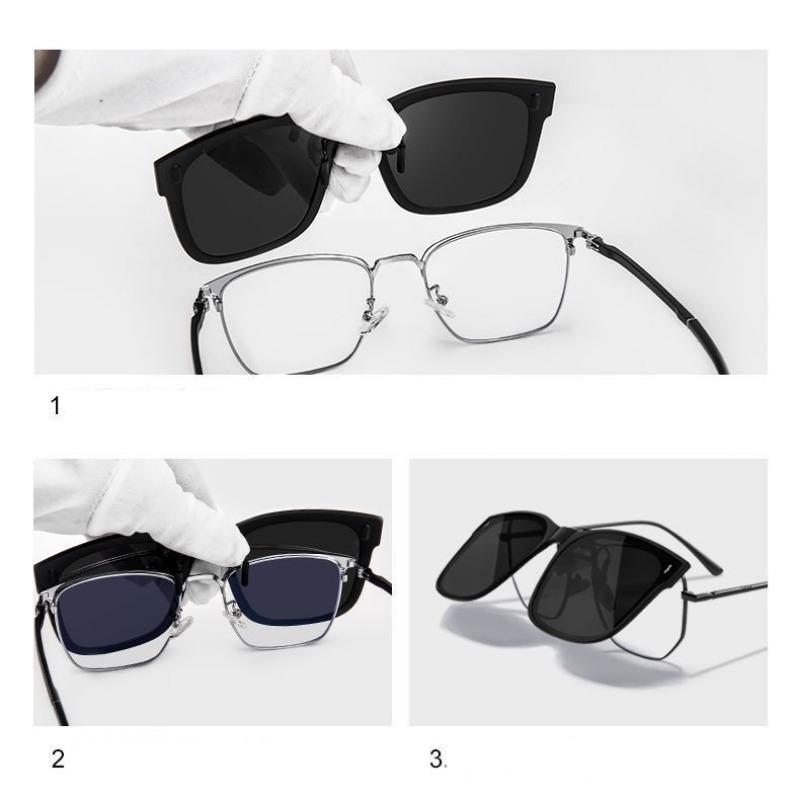 Non-polarized Foldable Clip On Sunglasses Fashion Lightweight Folding Square Sunglasses Clips