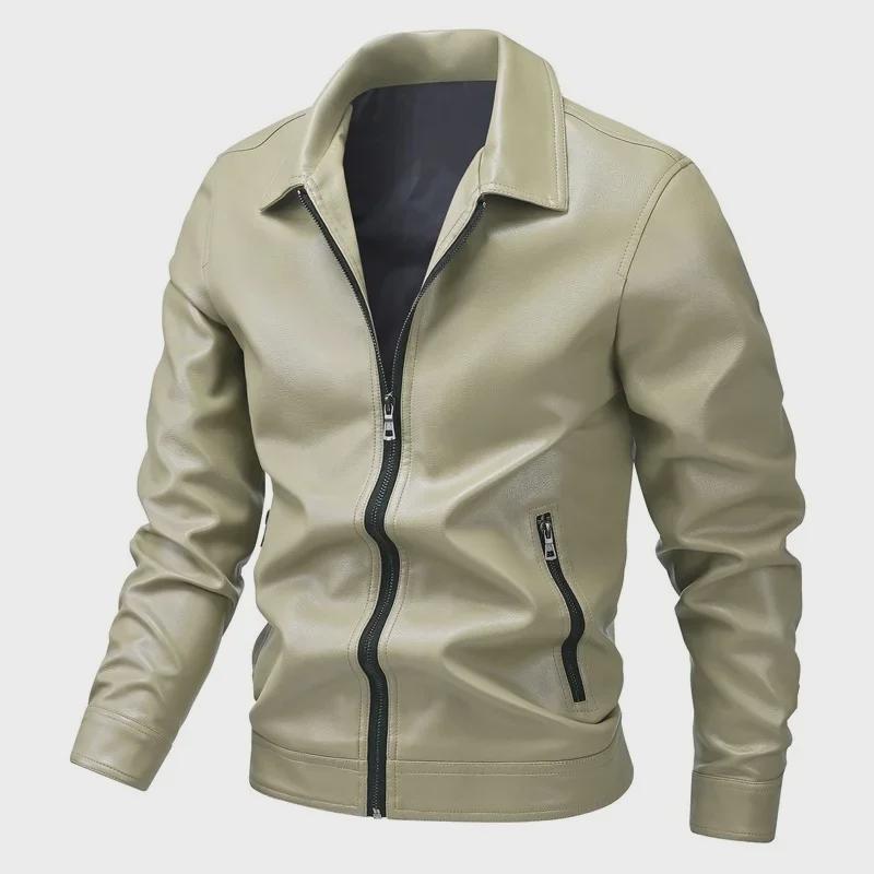 Men's Urban Motorcycle Leather Jacket - Trendy High-Quality Lapel Coat
