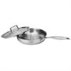 Non-Stick 24cm Stainless Steel Frying Pan, Compatible with Induction & Dishwasher, Includes Pot Lid