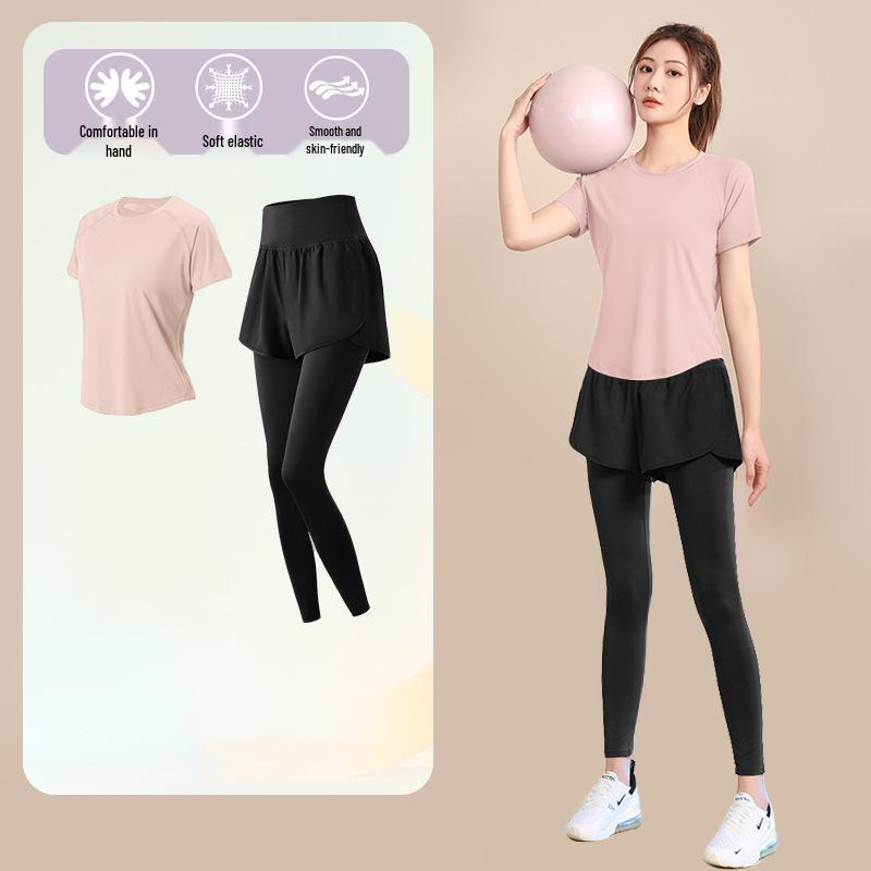 Women's High-End Short-Sleeve Sport T-Shirt & Fitness Set - Breathable, Quick-Drying Yoga and Running Wear
