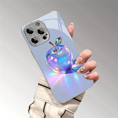 Luxus-Regenbogenkristall mit Apfelmuster Gehärtetes Glas Handyhülle Für iPhone 17 16 15 14 13 12 11 Pro Max Plus 16E 17Air Hülle