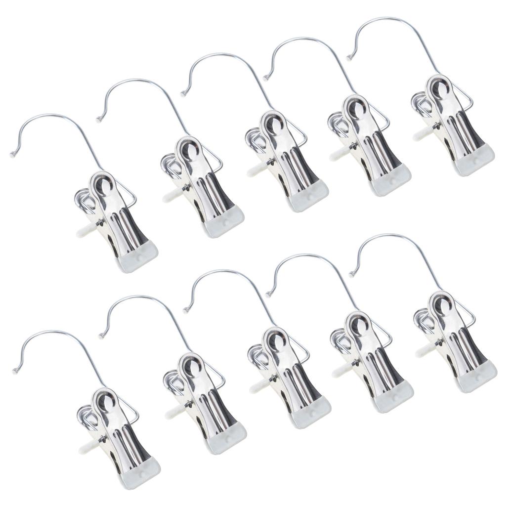 Set of 10pcs Durable Clips Bag Hanger Pants Hooks Stainless Steel Garment Clips for Travel and Home Clothing Storage