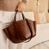 Brand Women's Shoulder Bag, Brown Retro-style Fashion Tote Bag New Luxury Designer Shoulder Bag Shiny Leather Large Bucket Bag