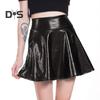 Kvinner miniskjørt Høy midje blank overflate A-linje hem Kort skjørt skinnende sceneshow Skater skjørt Festklær